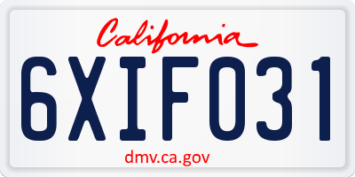CA license plate 6XIF031