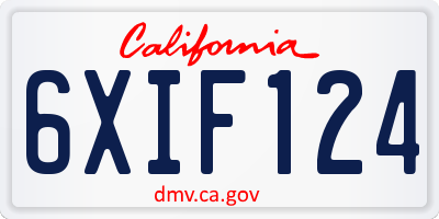 CA license plate 6XIF124
