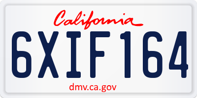 CA license plate 6XIF164