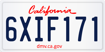CA license plate 6XIF171