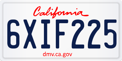 CA license plate 6XIF225