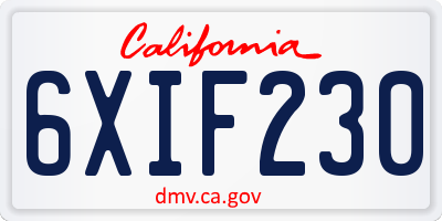 CA license plate 6XIF230