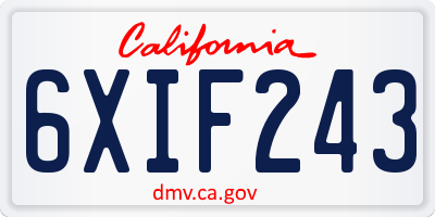 CA license plate 6XIF243
