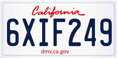 CA license plate 6XIF249
