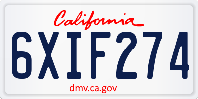 CA license plate 6XIF274