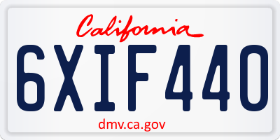 CA license plate 6XIF440