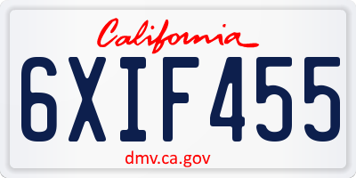 CA license plate 6XIF455