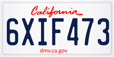 CA license plate 6XIF473