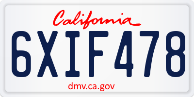 CA license plate 6XIF478