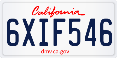 CA license plate 6XIF546