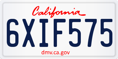 CA license plate 6XIF575