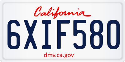 CA license plate 6XIF580