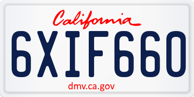 CA license plate 6XIF660