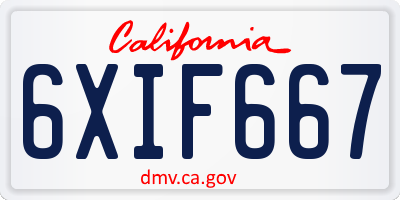 CA license plate 6XIF667