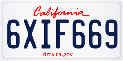 CA license plate 6XIF669