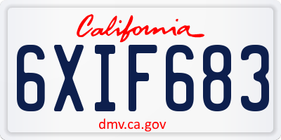 CA license plate 6XIF683