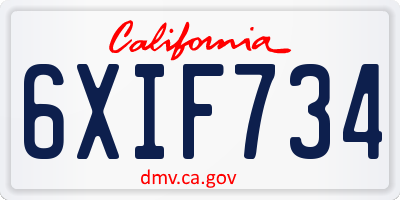 CA license plate 6XIF734