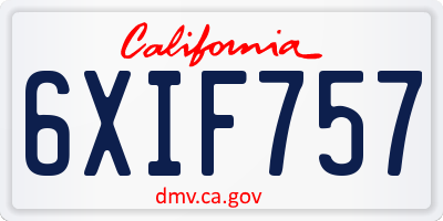 CA license plate 6XIF757