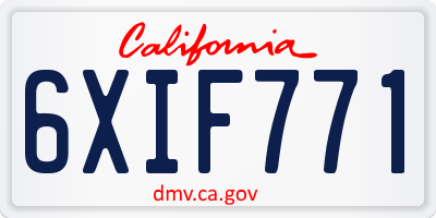 CA license plate 6XIF771