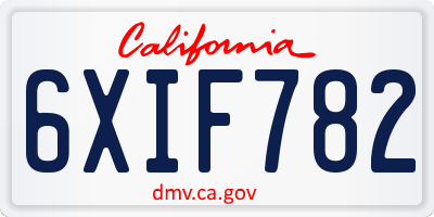CA license plate 6XIF782