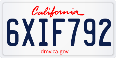 CA license plate 6XIF792