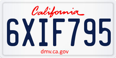 CA license plate 6XIF795