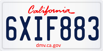 CA license plate 6XIF883