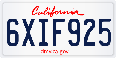 CA license plate 6XIF925