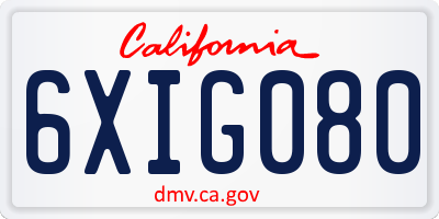 CA license plate 6XIG080
