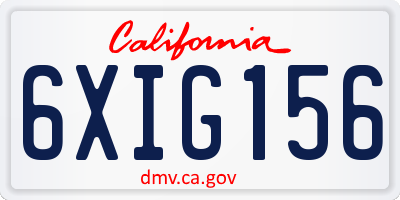 CA license plate 6XIG156