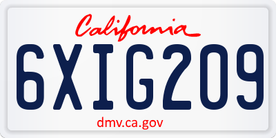 CA license plate 6XIG209