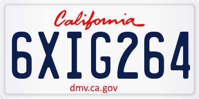 CA license plate 6XIG264