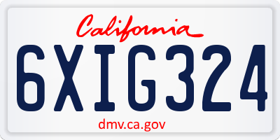 CA license plate 6XIG324