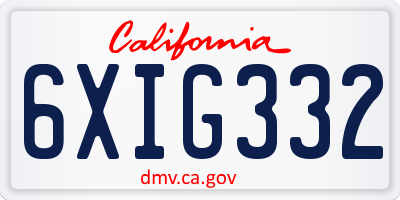 CA license plate 6XIG332