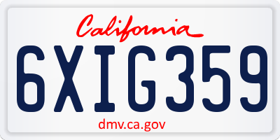 CA license plate 6XIG359