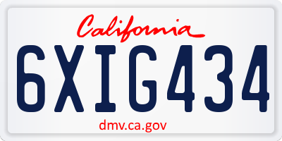 CA license plate 6XIG434