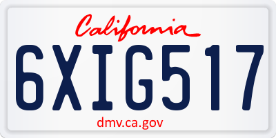 CA license plate 6XIG517