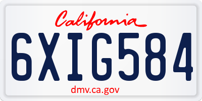 CA license plate 6XIG584