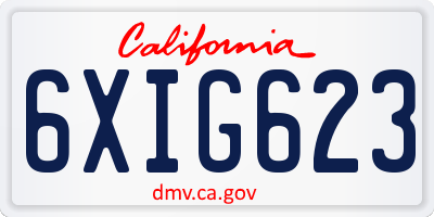 CA license plate 6XIG623