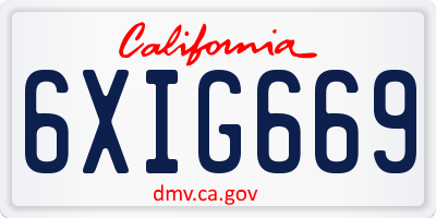 CA license plate 6XIG669