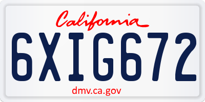 CA license plate 6XIG672