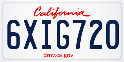 CA license plate 6XIG720