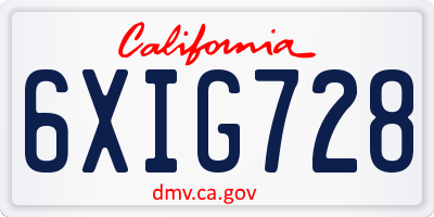 CA license plate 6XIG728