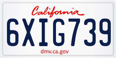 CA license plate 6XIG739