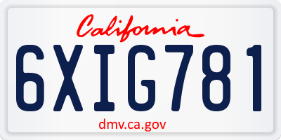 CA license plate 6XIG781