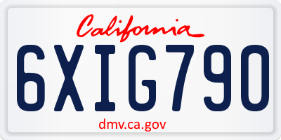 CA license plate 6XIG790