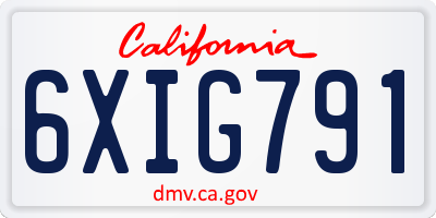 CA license plate 6XIG791