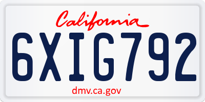 CA license plate 6XIG792