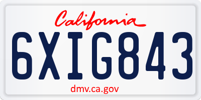 CA license plate 6XIG843