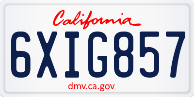 CA license plate 6XIG857